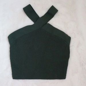 Aritzia Green Sculpt Knit Criss Cross Cropped Tank Top
